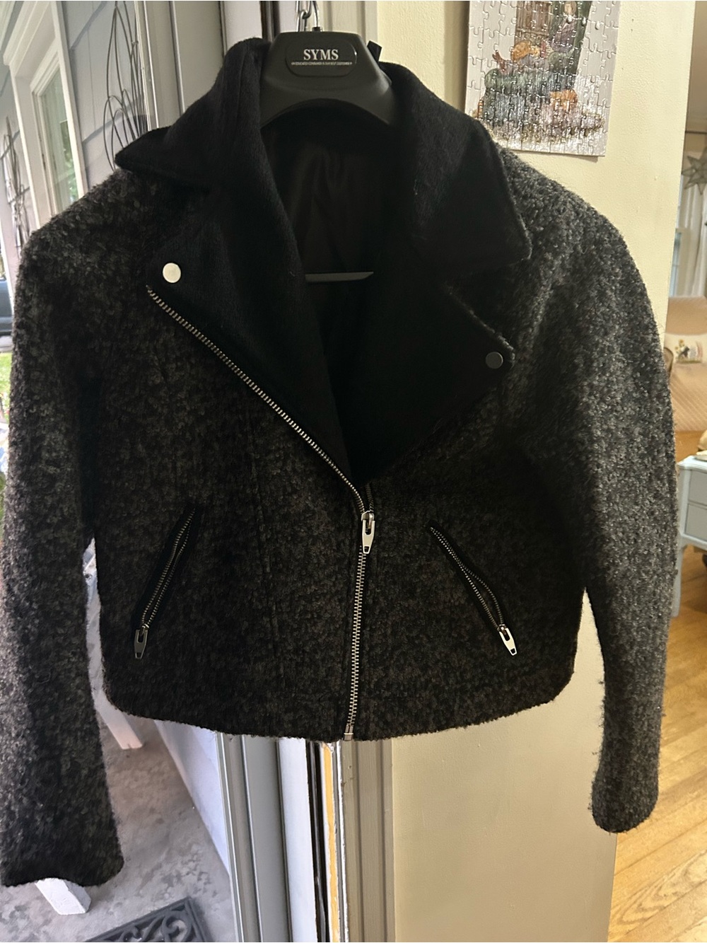 Wool-Blend Black Moto Jacket by Divided size 12